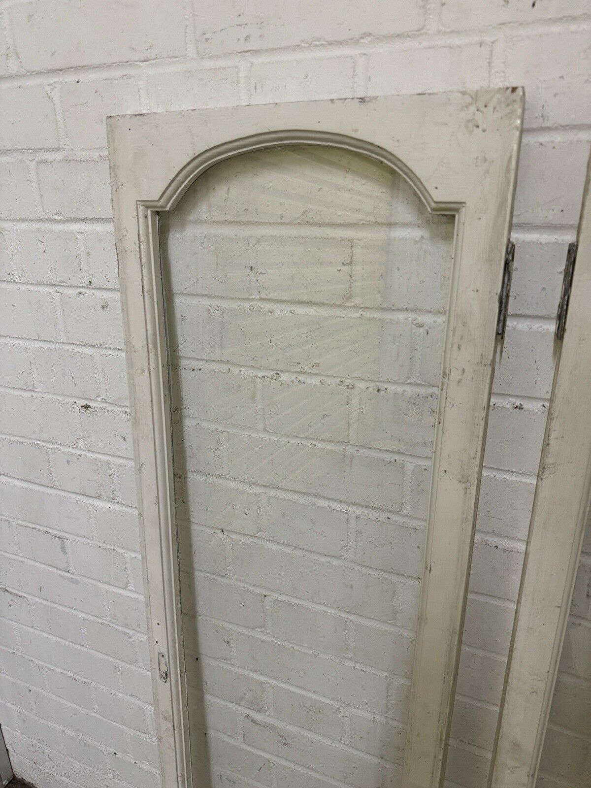 Pair Reclaimed Old Edwardian Arch Sash Wooden Window 1255 x 390mm