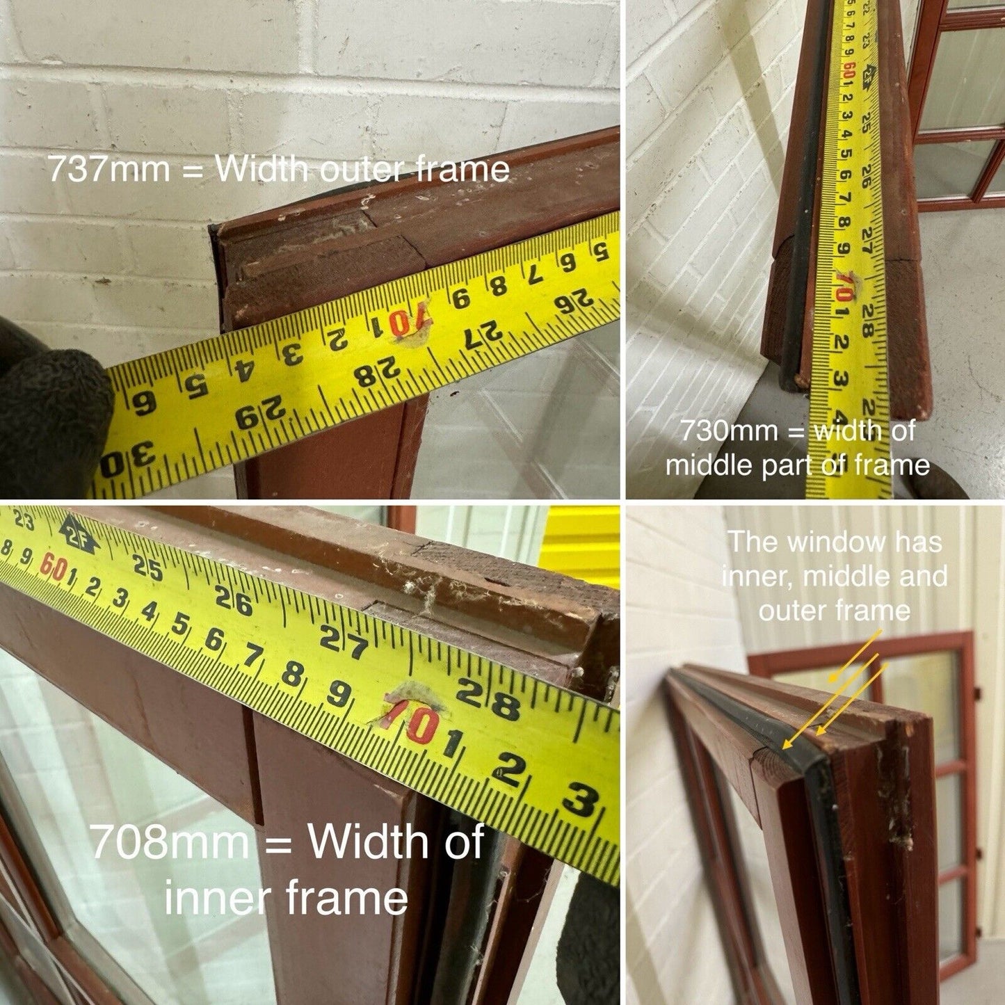 Three Modern Georgian Double Glazed Wooden Window 1270 Or 1242mm by 737 Or 708mm