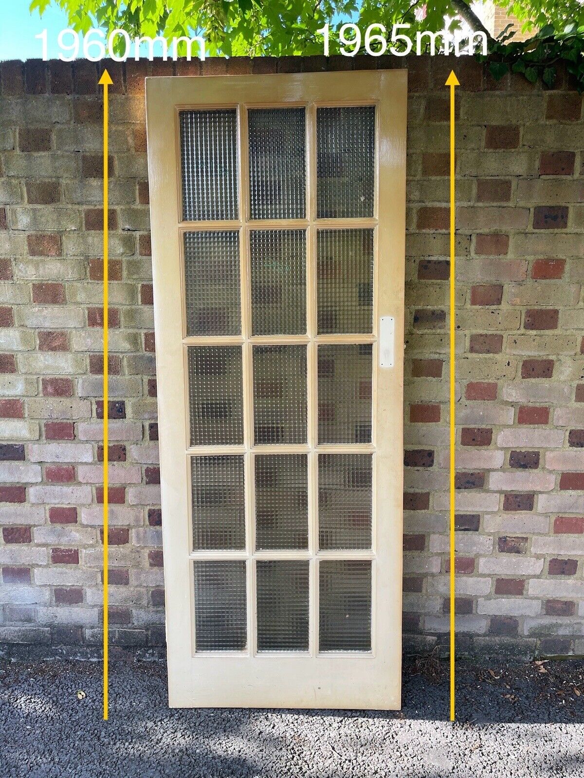 Reclaimed Cross Reeded Glass Door 1960 or 1965mm x 755mm