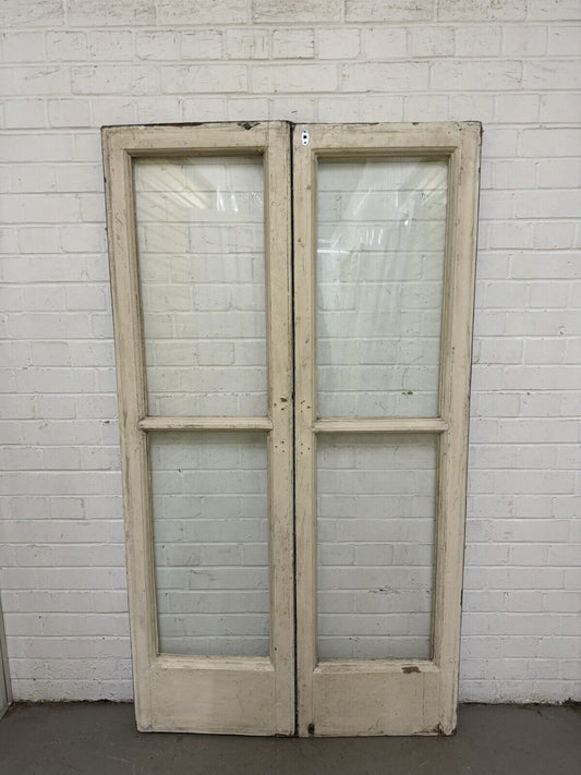 Reclaimed French Single Panel Glass Wooden Double Doors 1680 or 1685mm x 940mm