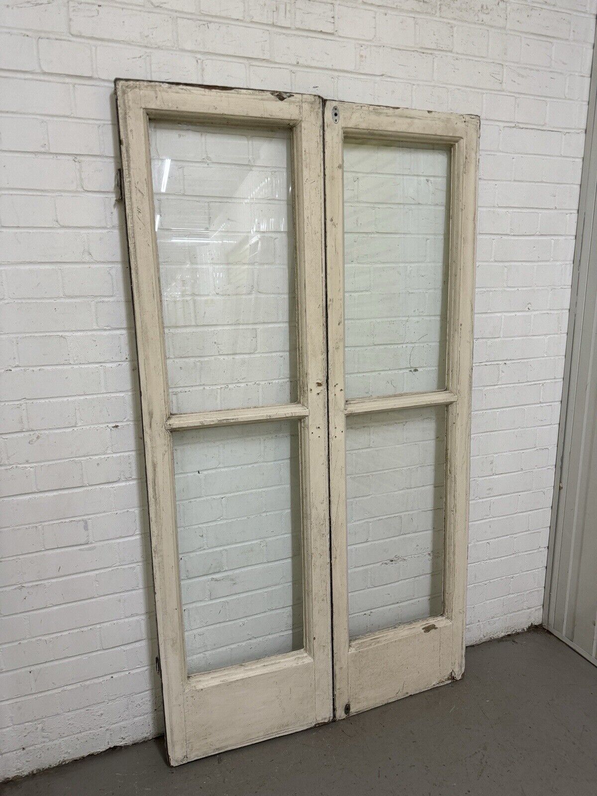 Reclaimed French Single Panel Glass Wooden Double Doors 1680 or 1685mm x 940mm