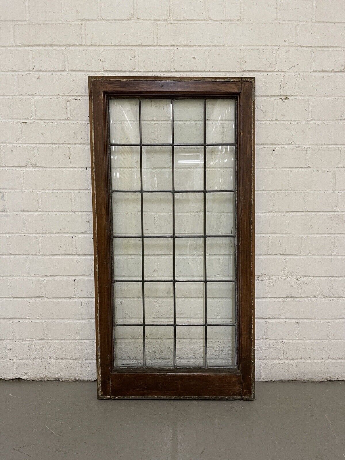 Reclaimed Old Leaded Light Panel Wooden Window 525 x 1050mm