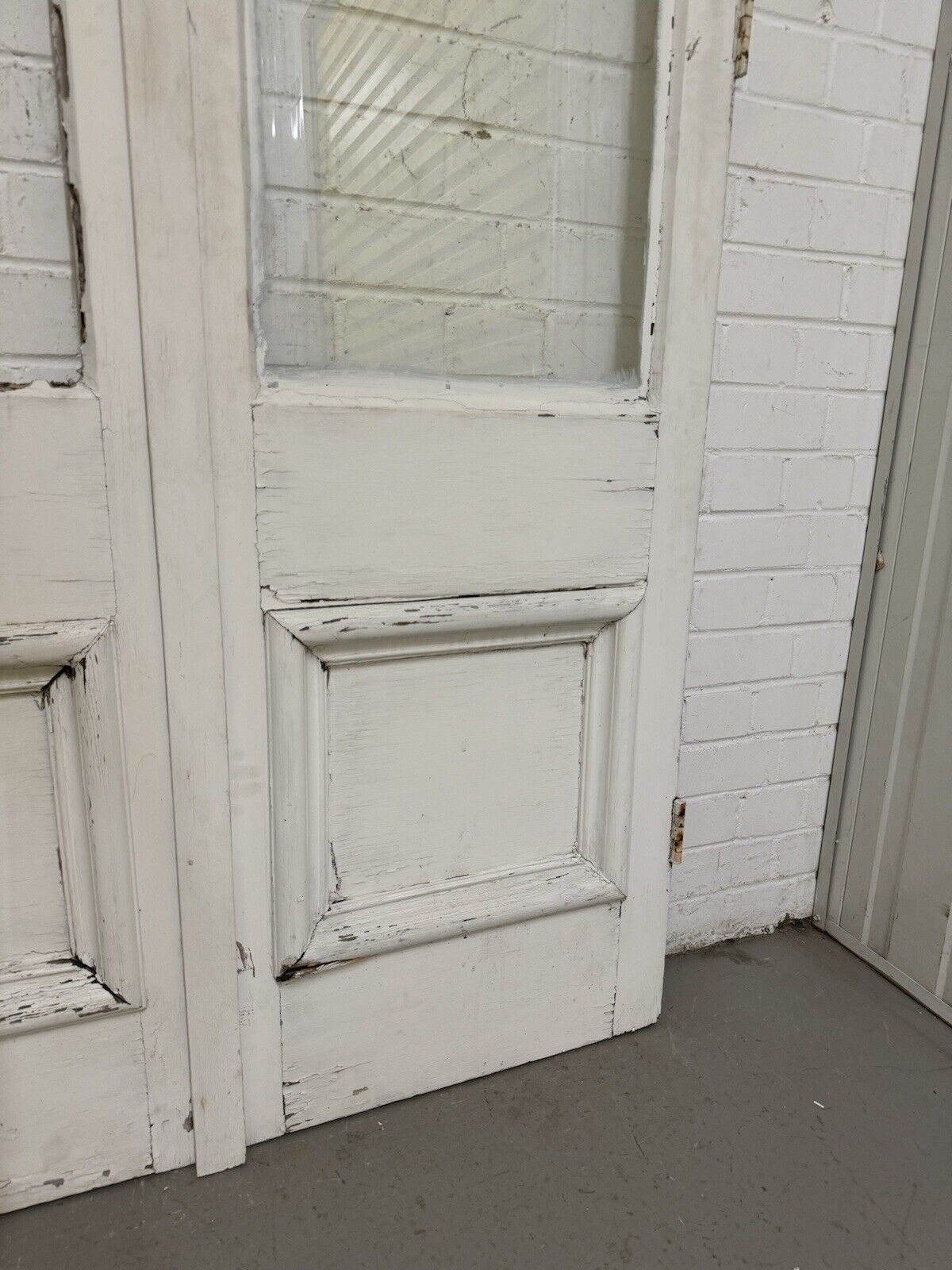 Reclaimed French Single Panel Glass Wooden Double Doors 2120 x 1060mm