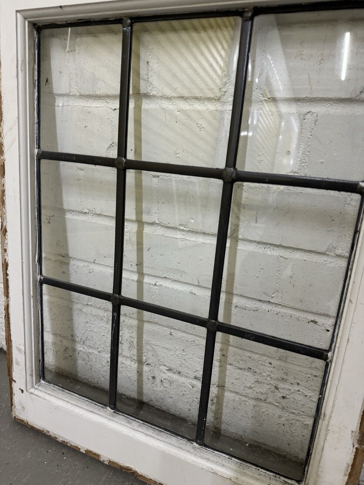 Reclaimed Old Leaded Light Panel Wooden Window 470 x 598mm