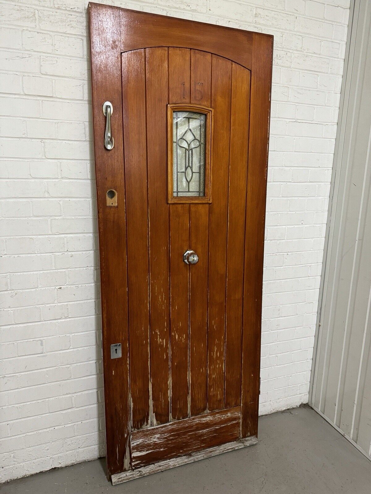 Reclaimed Style Leaded Light Oak Veneer Wooden Panel Front Door 2030 x 810mm