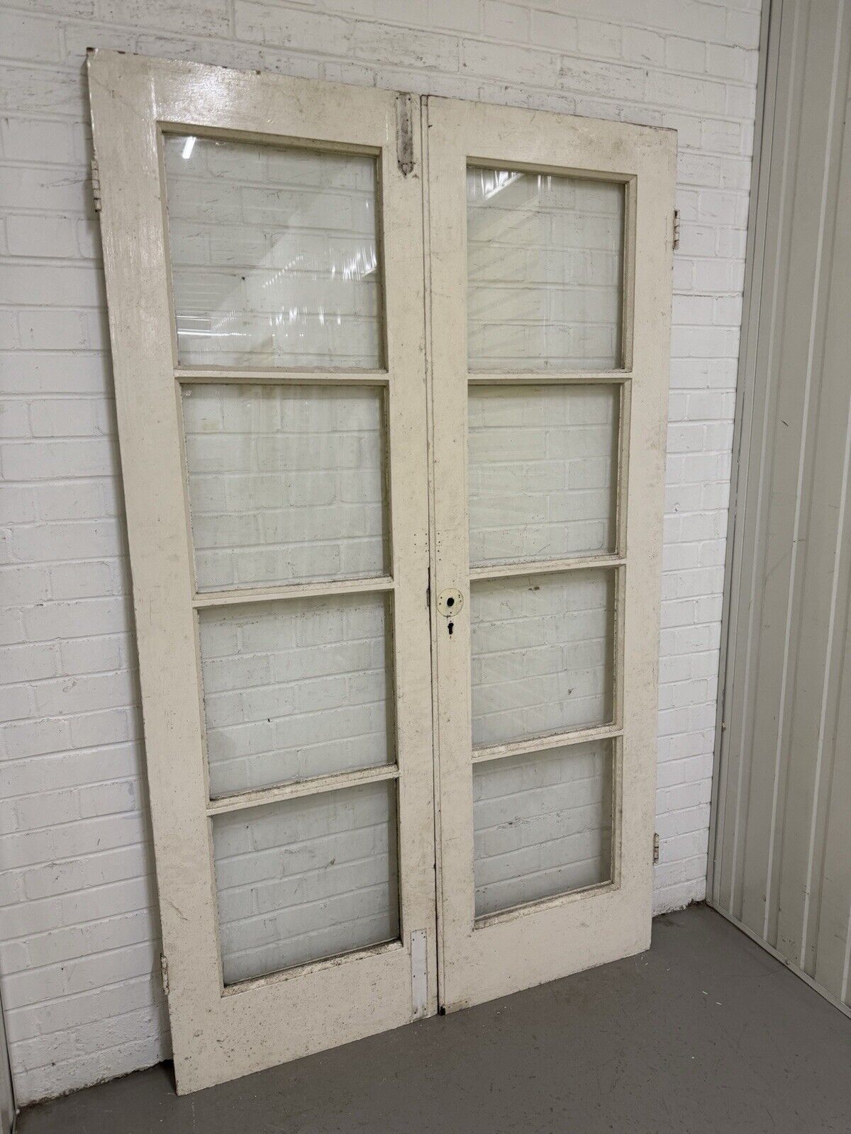 Reclaimed French Single Panel Glass Wooden Double Doors 2020 or 2000mm x 1215mm