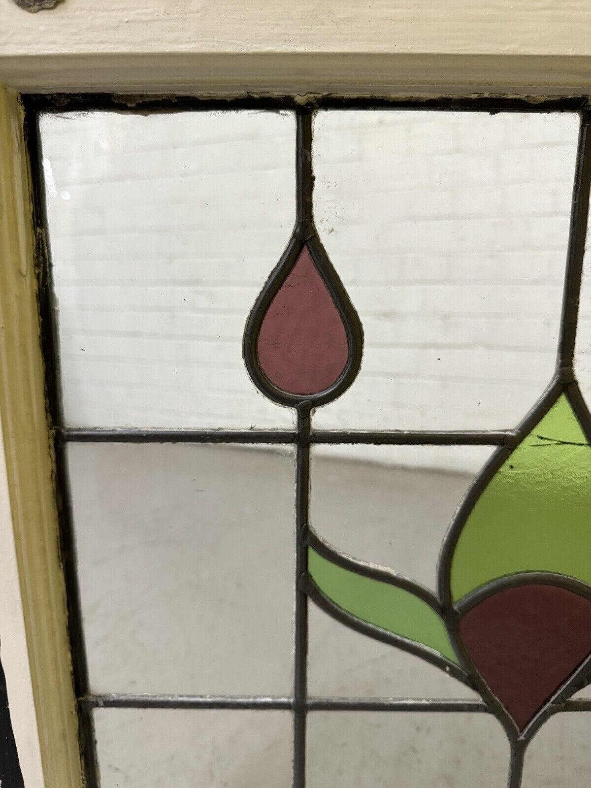 Pair Of Reclaimed Leaded Light Stained Glass Window Panels 602 x 575mm 602 x 580