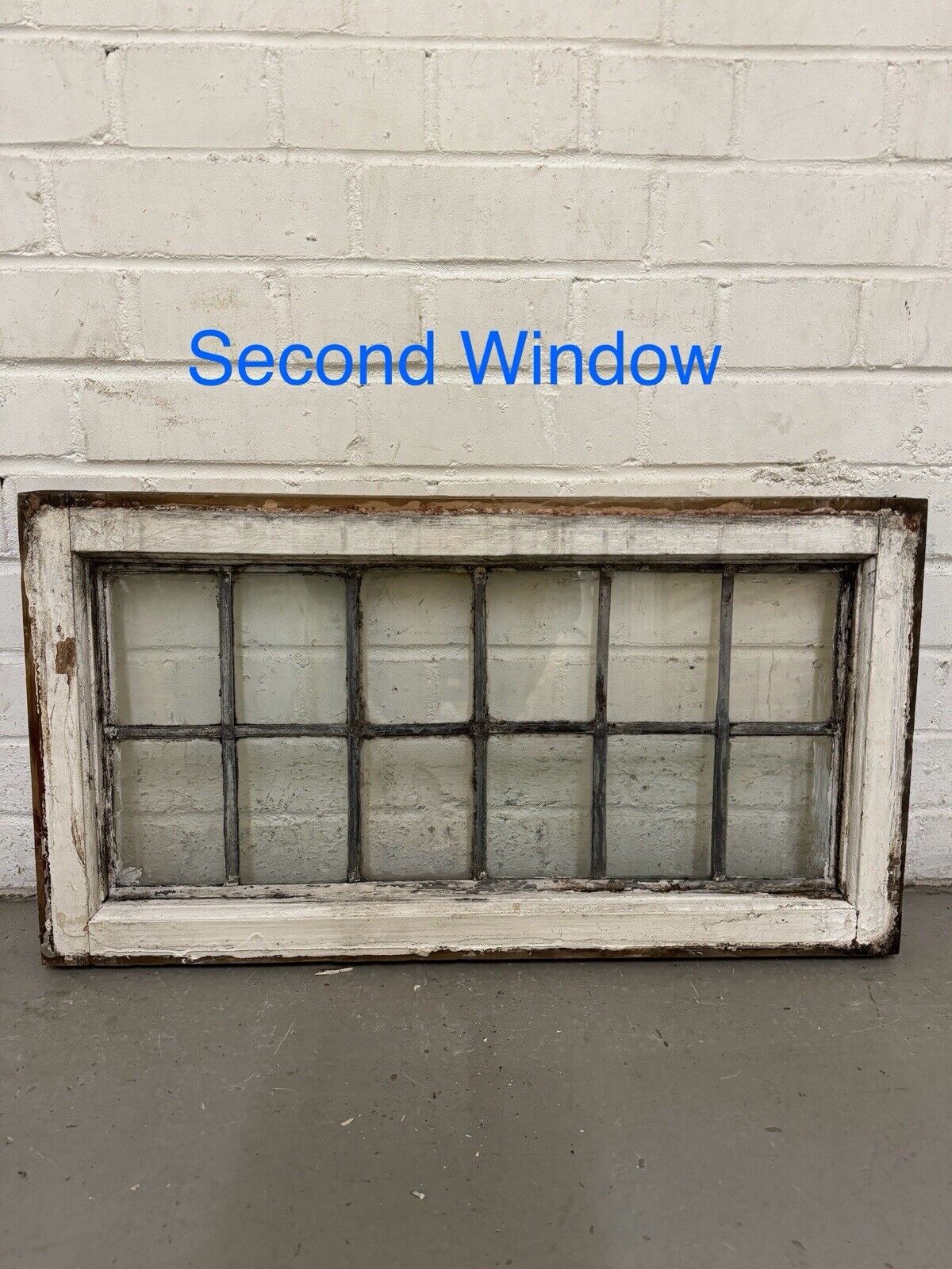 Pair Of Reclaimed Old Leaded Light Panel Wooden Windows 375 x 700mm 375 x 705mm