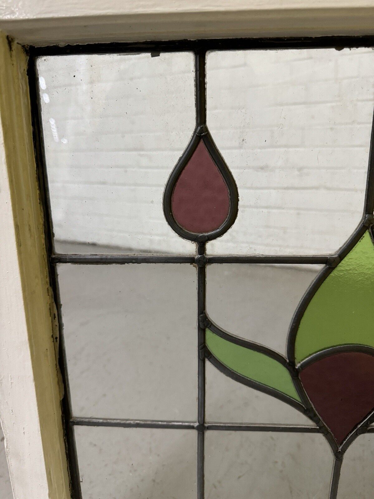 Pair Of Reclaimed Leaded Light Stained Glass Window Panels 605 x 580mm 600 x 575