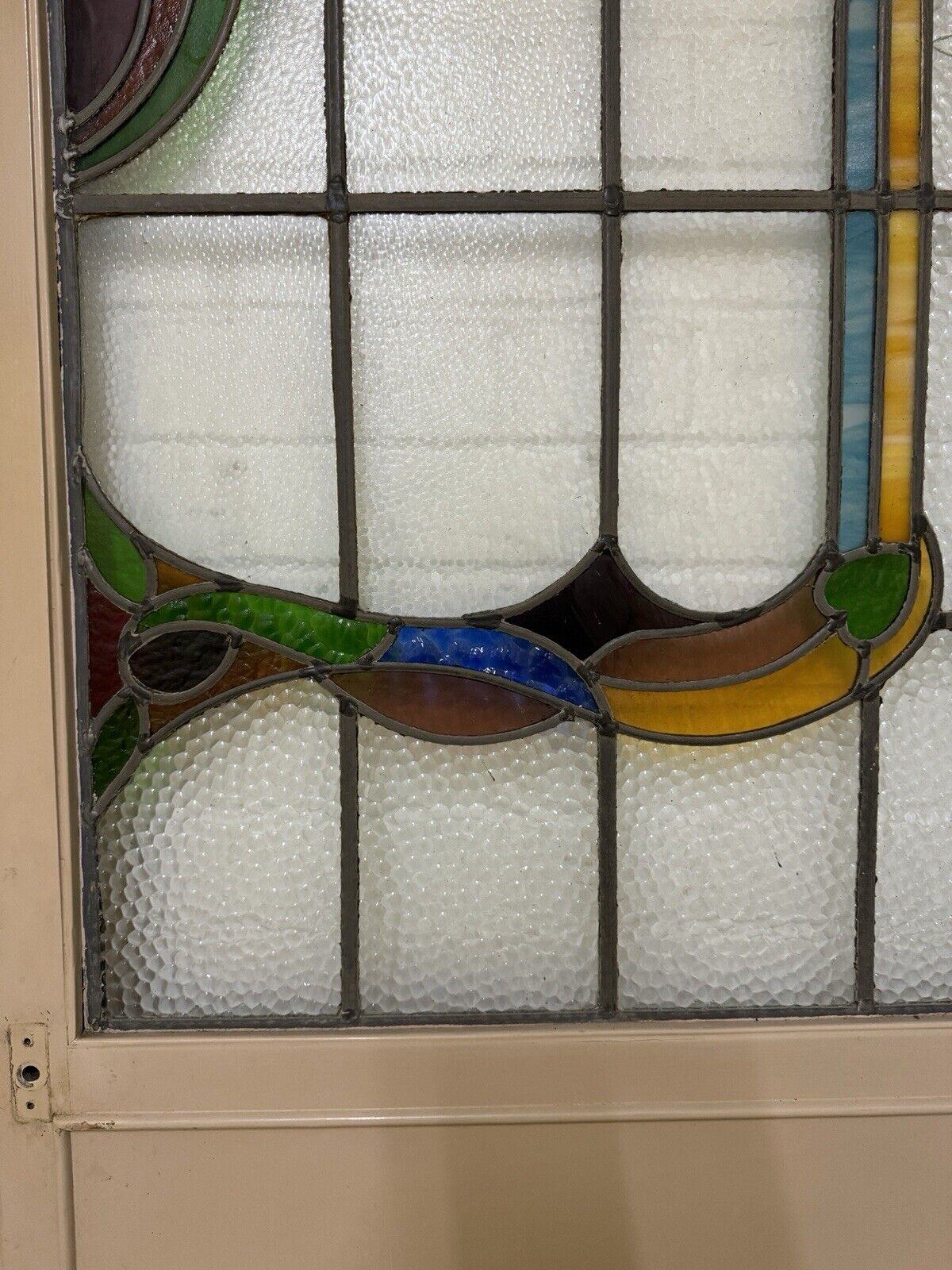 Reclaimed French Victorian Stained Glass Double Doors 2183 Or 2190mm x 1432mm