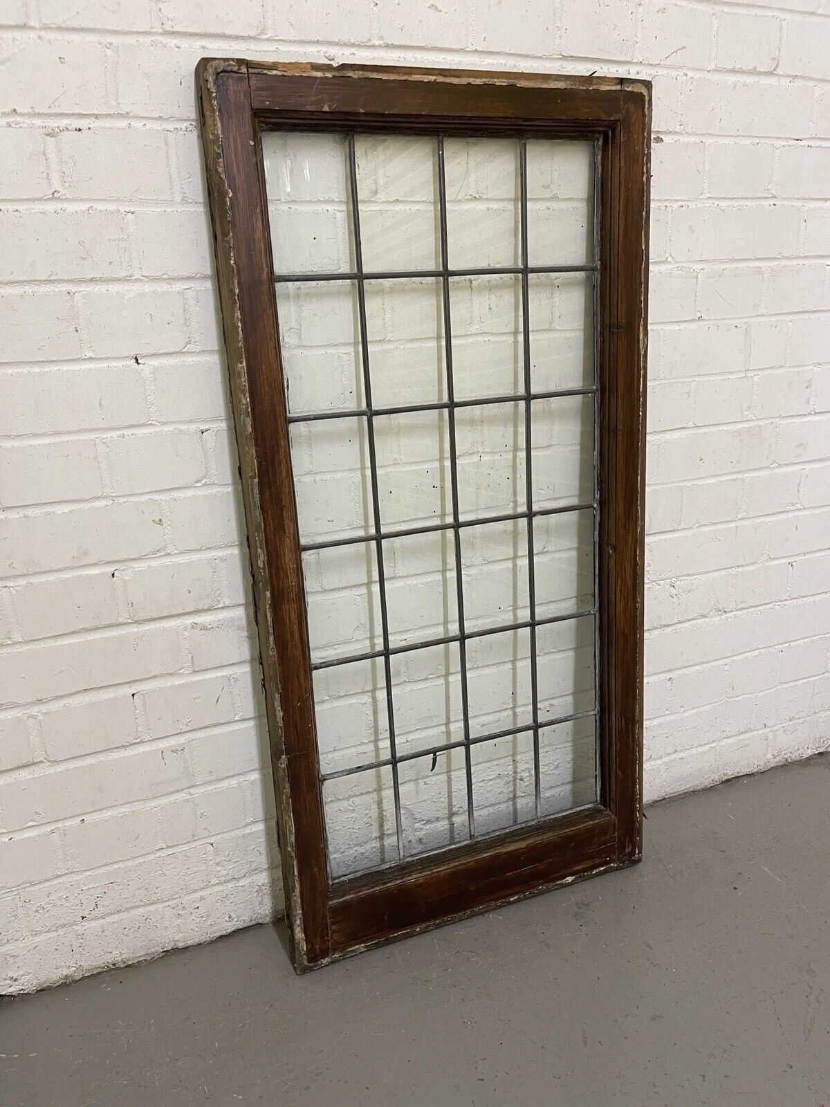 Reclaimed Old Leaded Light Panel Wooden Window 525 x 1050mm