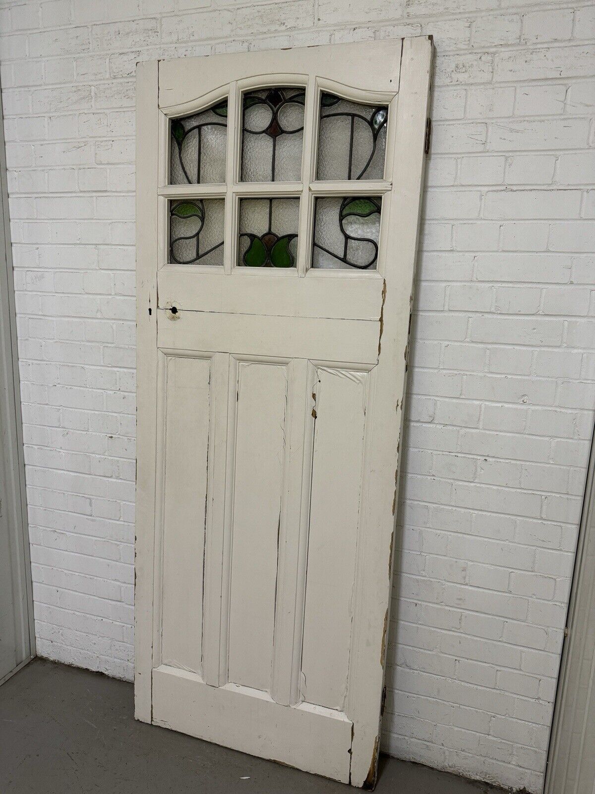 Reclaimed Victorian Edwardian Pine Internal panel Stained Glass Door 2025 x 810