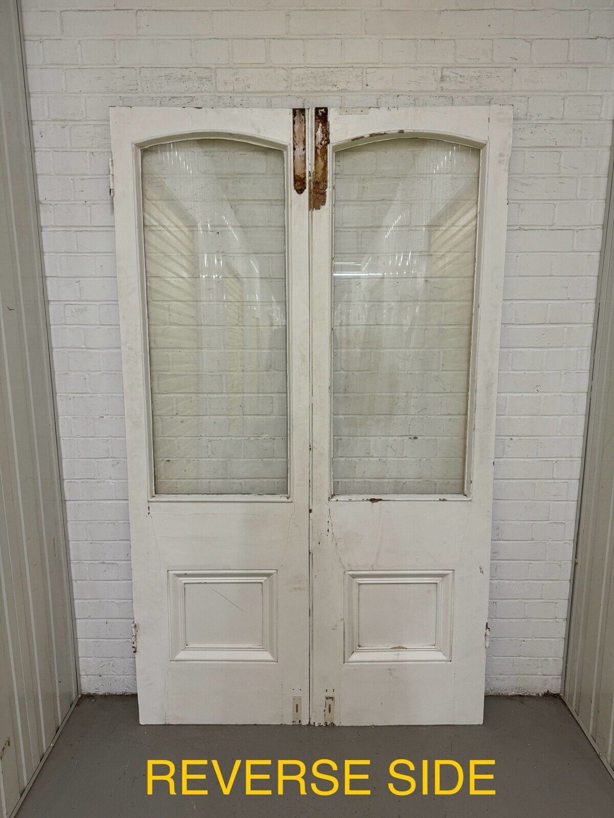 Reclaimed French Single Panel Glass Wooden Double Doors 2028 Or 2008mm x 1203mm