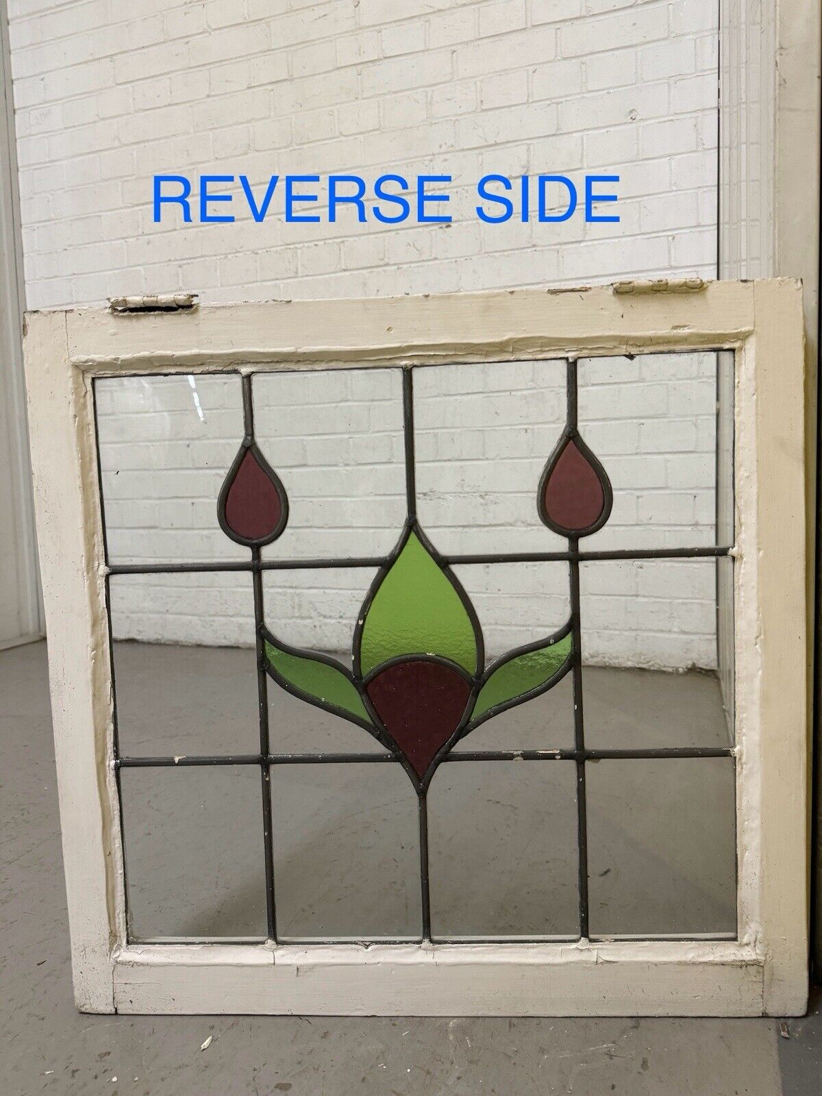 Pair Of Reclaimed Leaded Light Stained Glass Window Panels 602 x 575mm 602 x 580