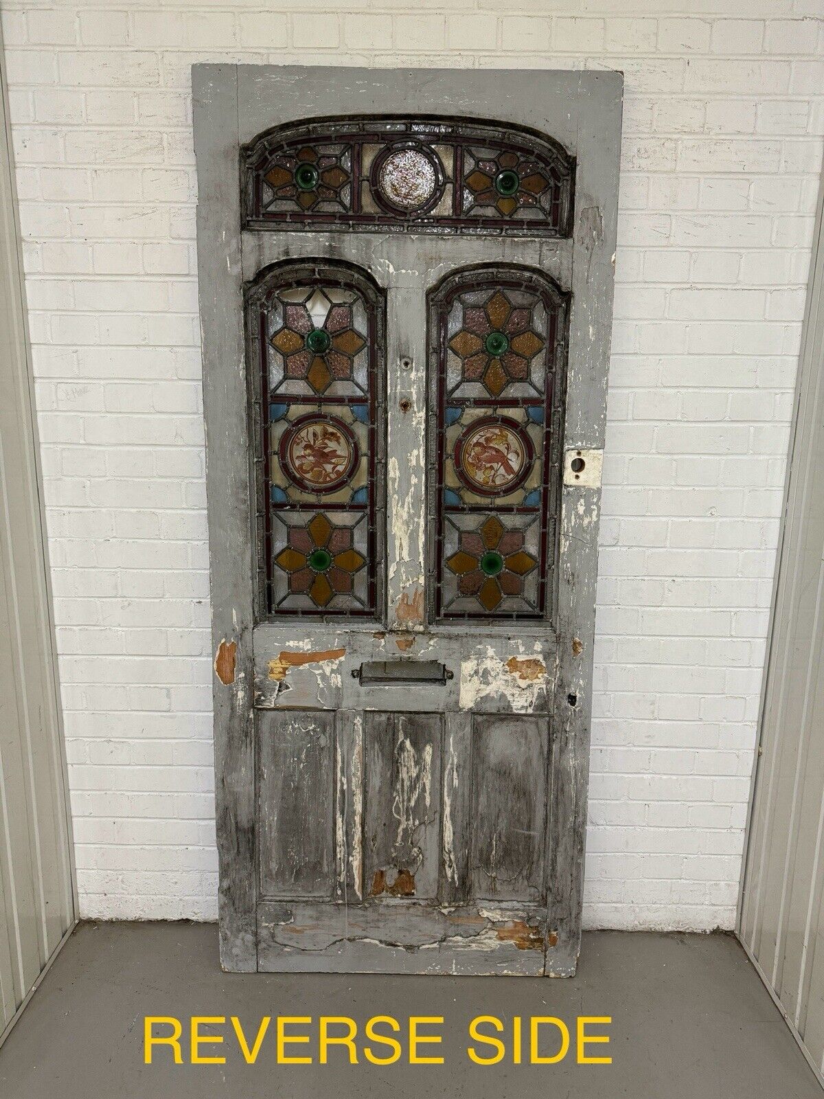 Reclaimed Edwardian Stained Glass Wooden Panel Front Door 2110 or 2100mm x 910mm