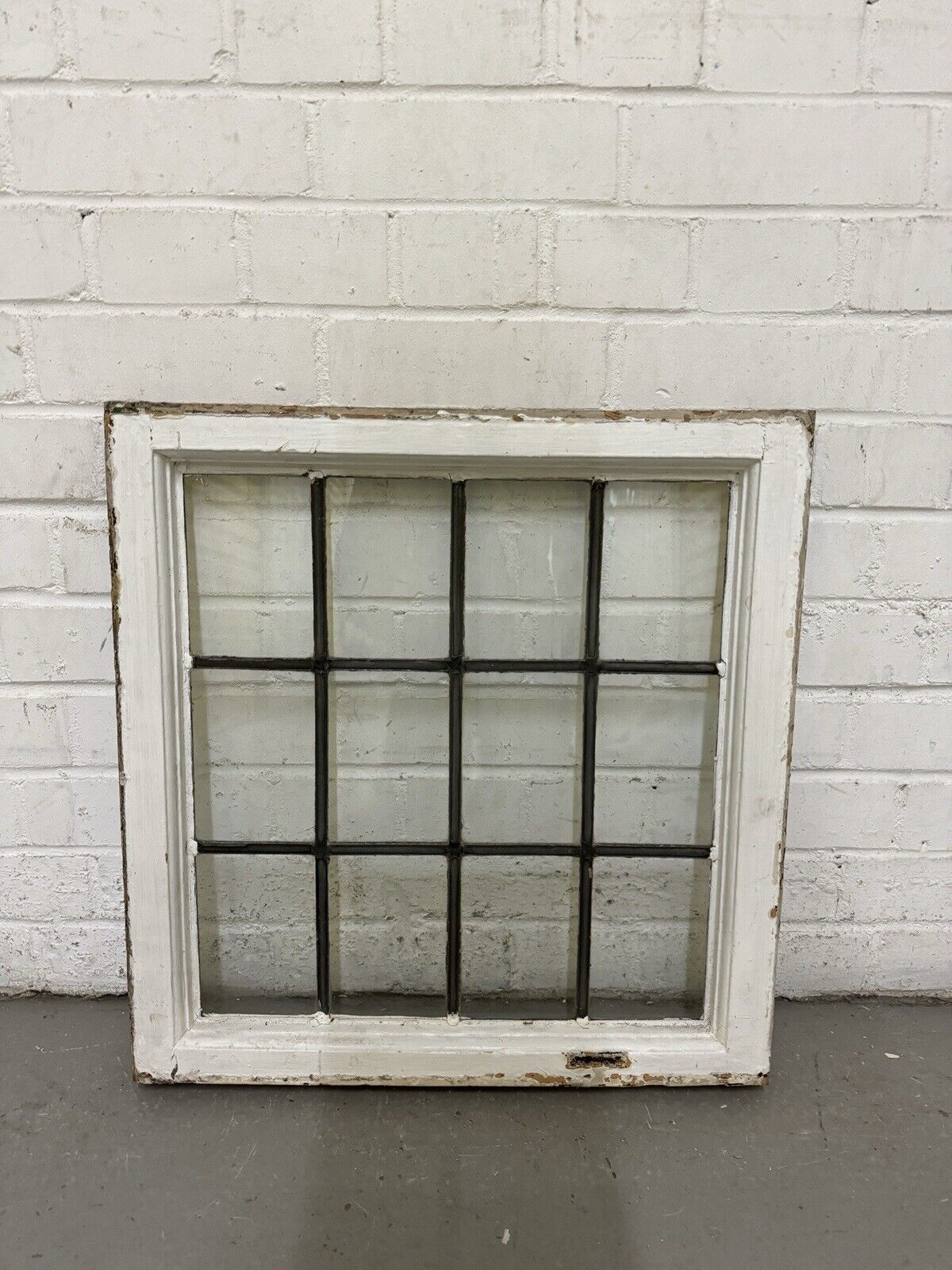 Reclaimed Old Leaded Light Panel Wooden Window 528 x 550mm