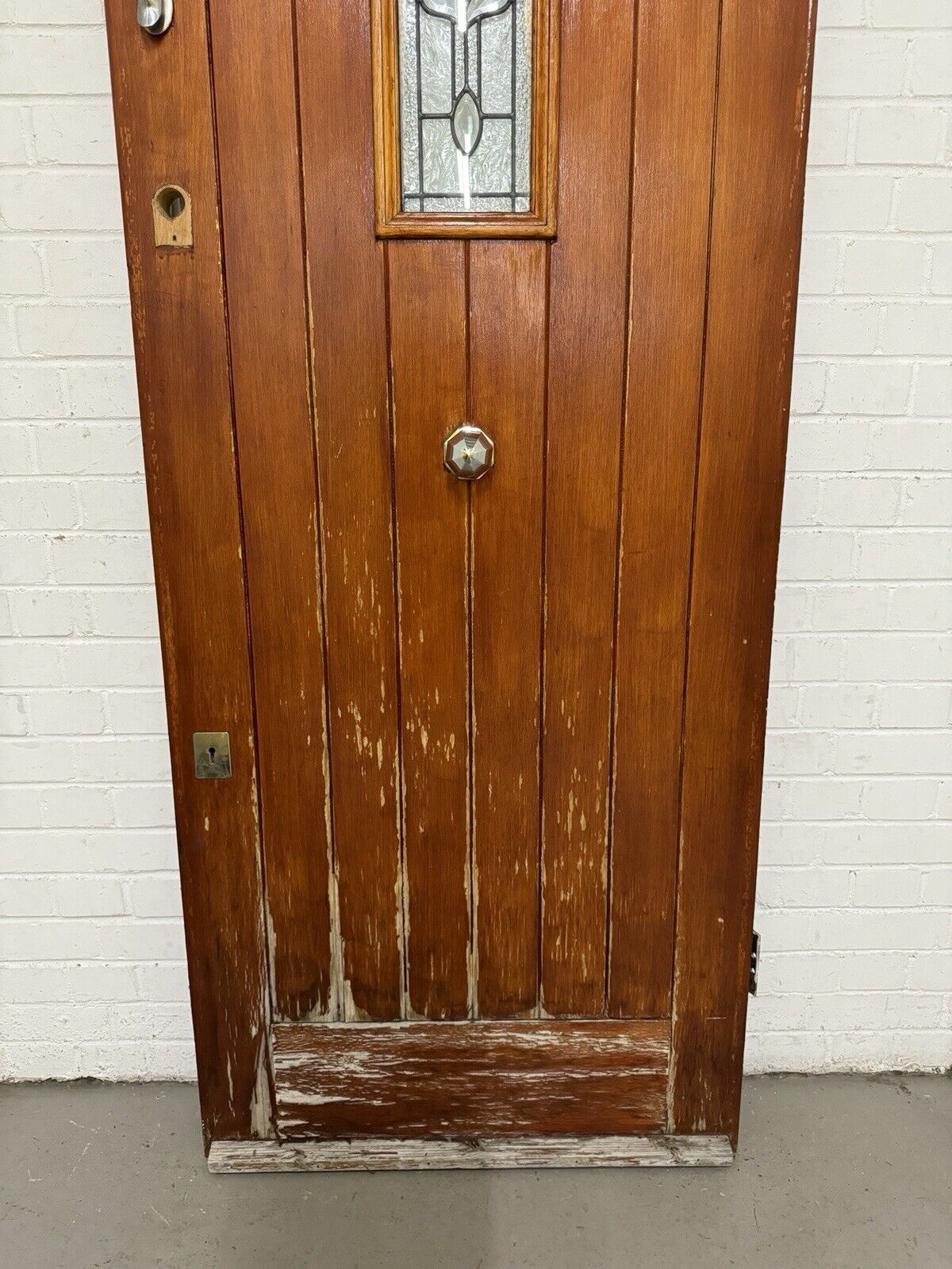 Reclaimed Style Leaded Light Oak Veneer Wooden Panel Front Door 2030 x 810mm