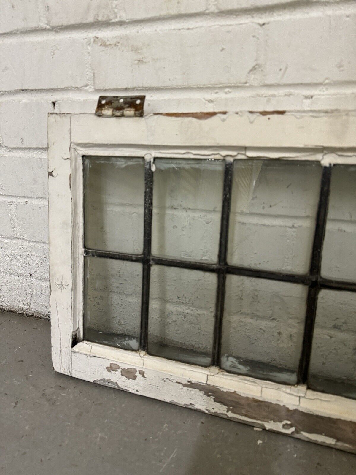 Pair Of Reclaimed Old Leaded Light Panel Wooden Windows 373 x 700mm 375 x 705mm