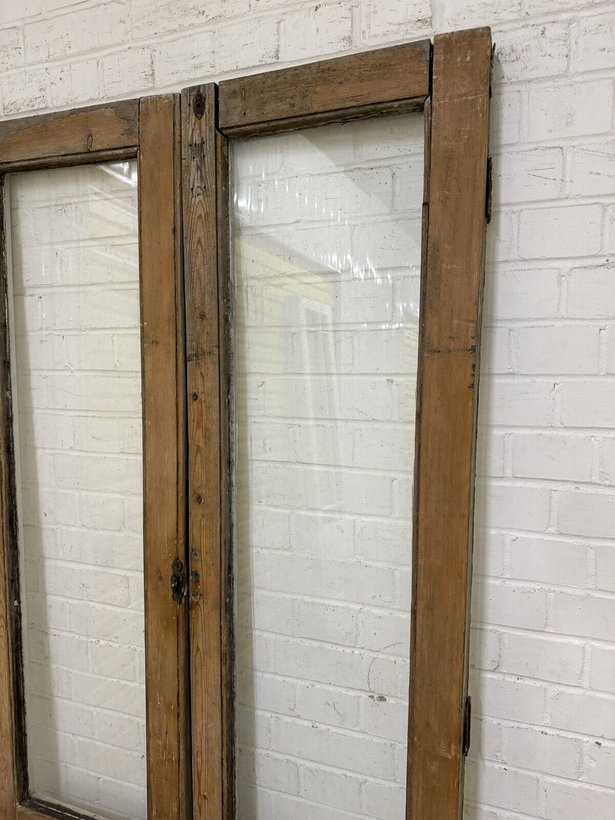 Reclaimed French Single Panel Glass Wooden Double Doors 1975 x 923mm