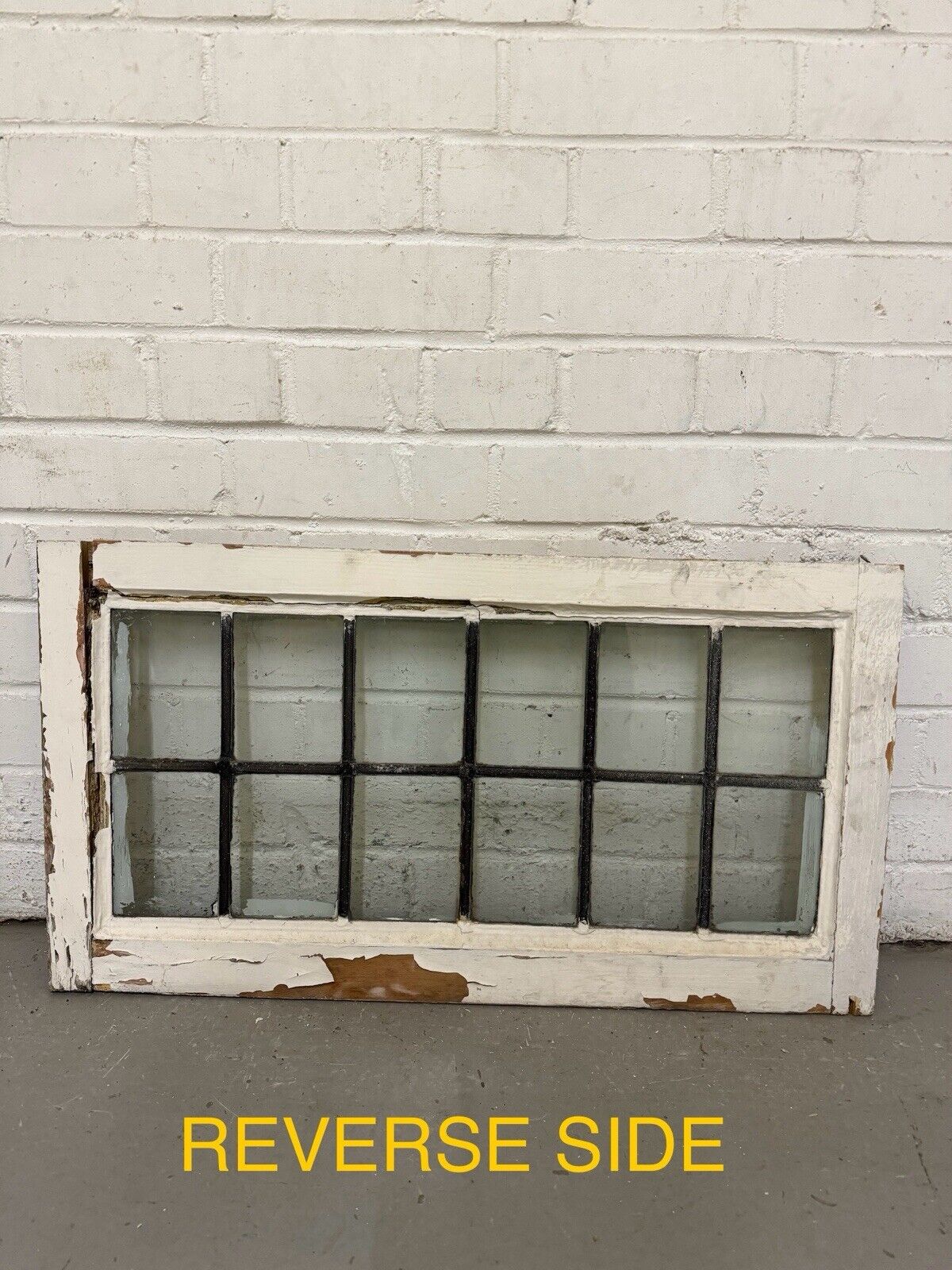 Pair Of Reclaimed Old Leaded Light Panel Wooden Windows 373 x 700mm 375 x 705mm