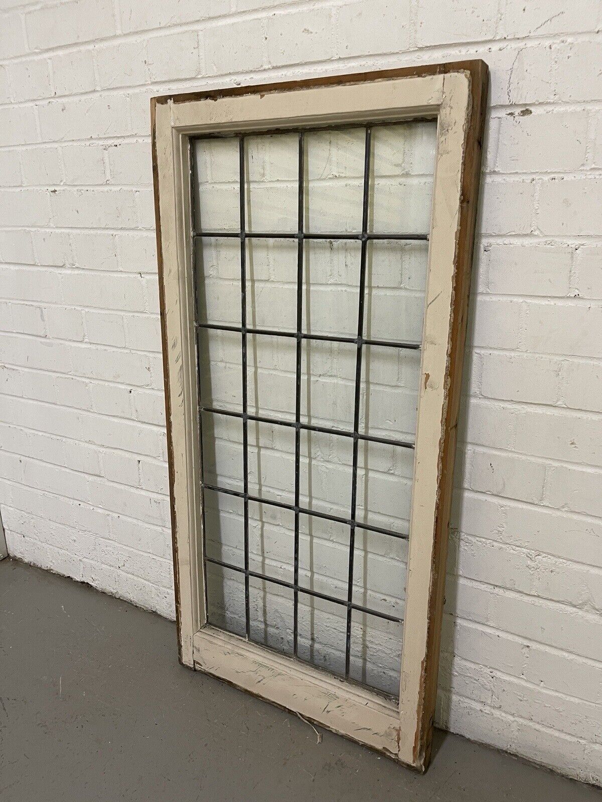 Reclaimed Old Leaded Light Panel Wooden Window 520 x 1050mm