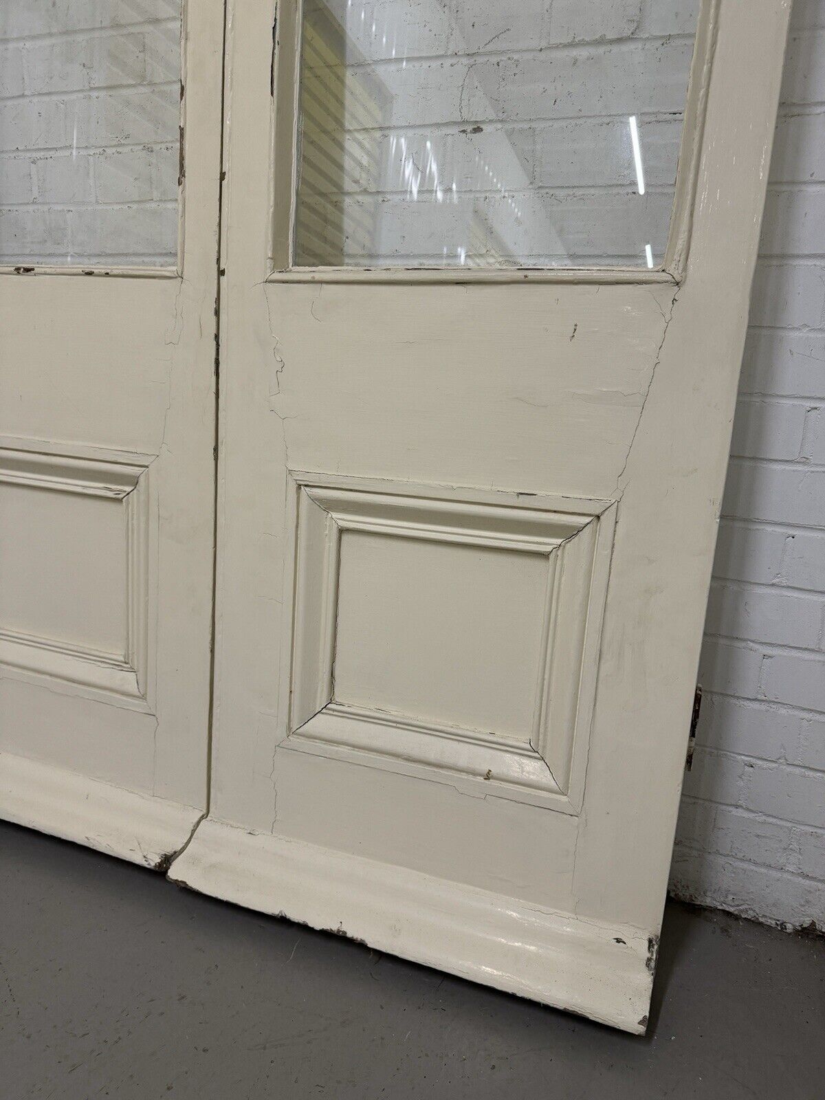 Reclaimed French Single Panel Glass Wooden Double Doors 2028 Or 2008mm x 1203mm