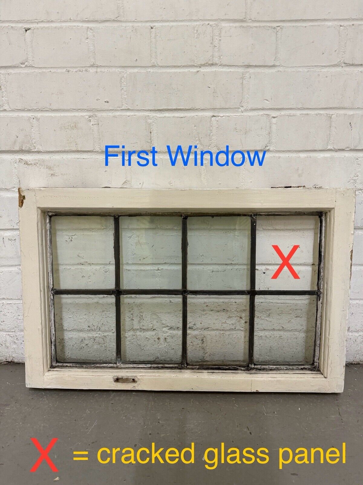 Pair Of Reclaimed Old Leaded Light Panel Wooden Windows 635 x 400mm 640 x 405mm