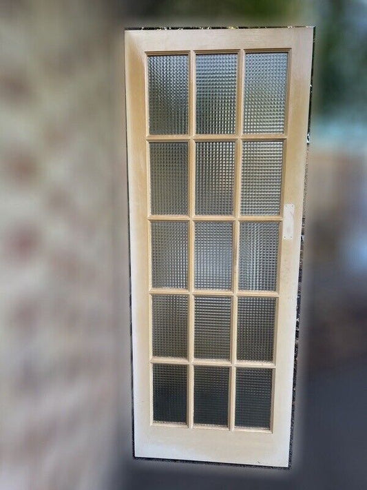 Reclaimed Cross Reeded Glass Door 1965 or 1963mm x 760mm