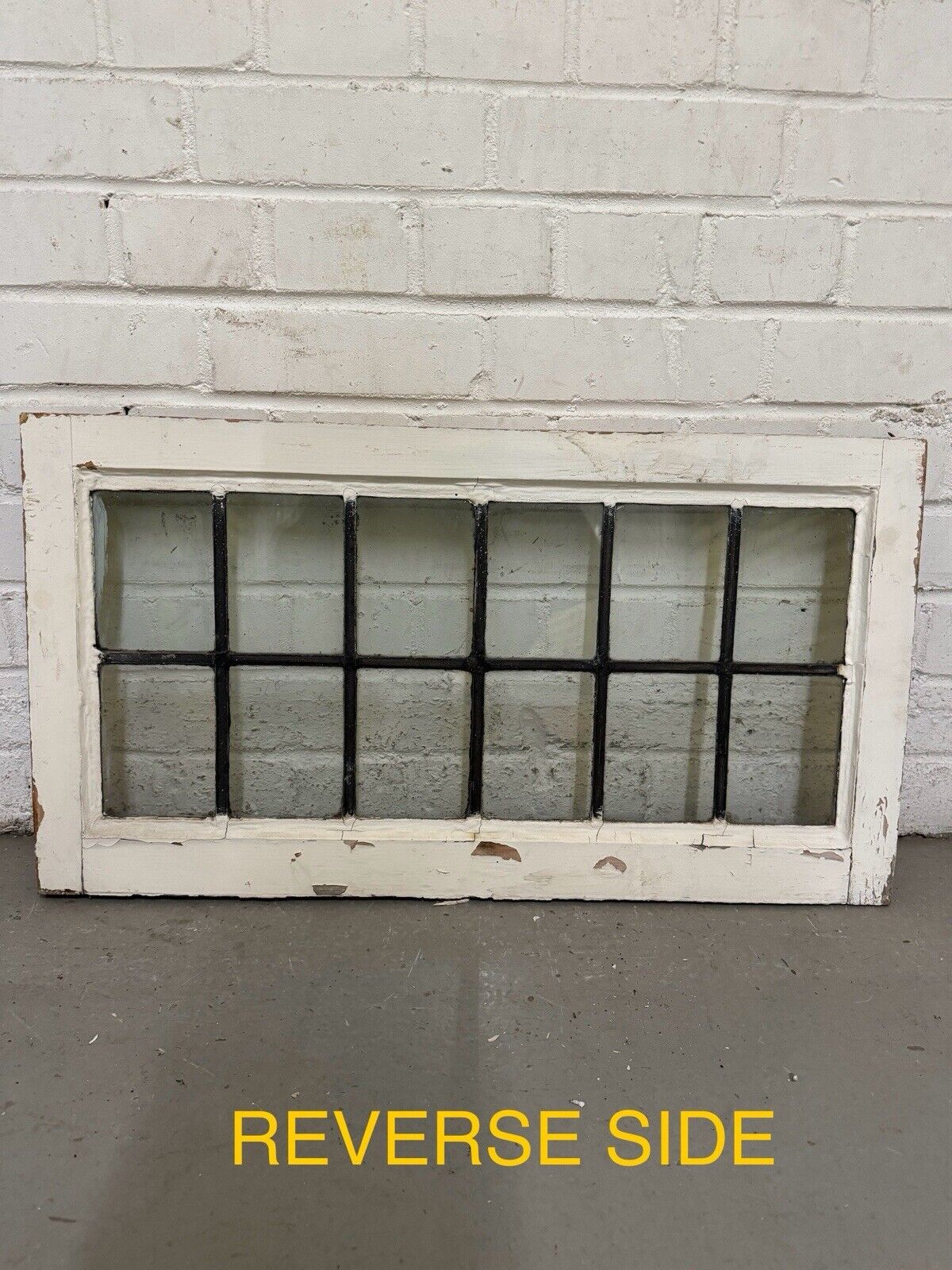 Pair Of Reclaimed Old Leaded Light Panel Wooden Windows 375 x 700mm 375 x 705mm