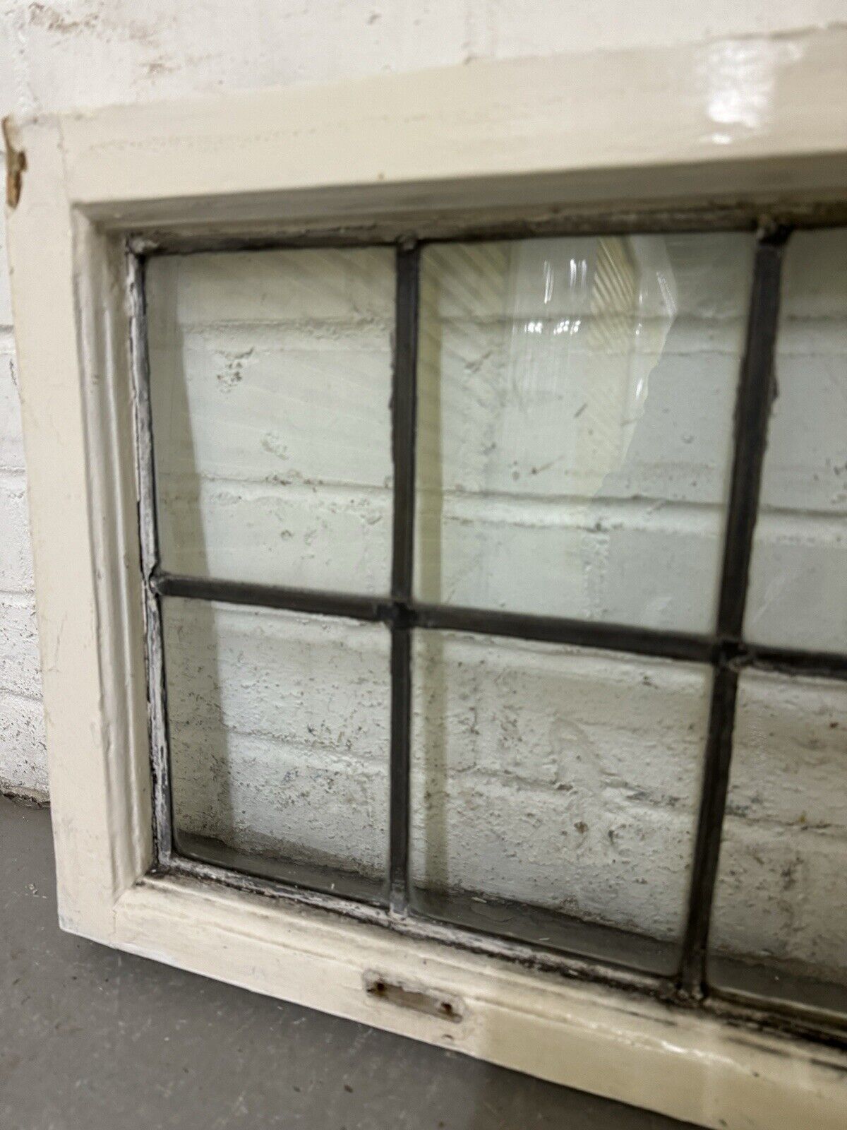 Pair Of Reclaimed Old Leaded Light Panel Wooden Windows 635 x 400mm 640 x 405mm