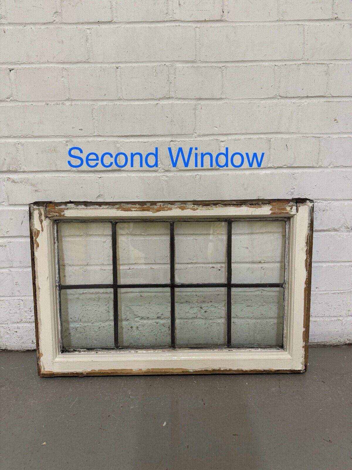 Pair Of Reclaimed Old Leaded Light Panel Wooden Windows 635 x 400mm 640 x 405mm