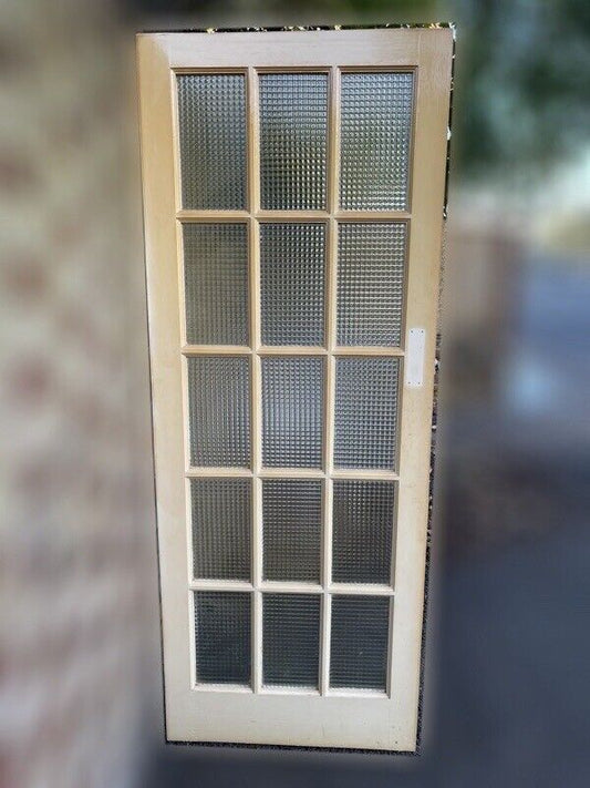 Reclaimed Cross Reeded Glass Door 1960 or 1965mm x 755mm