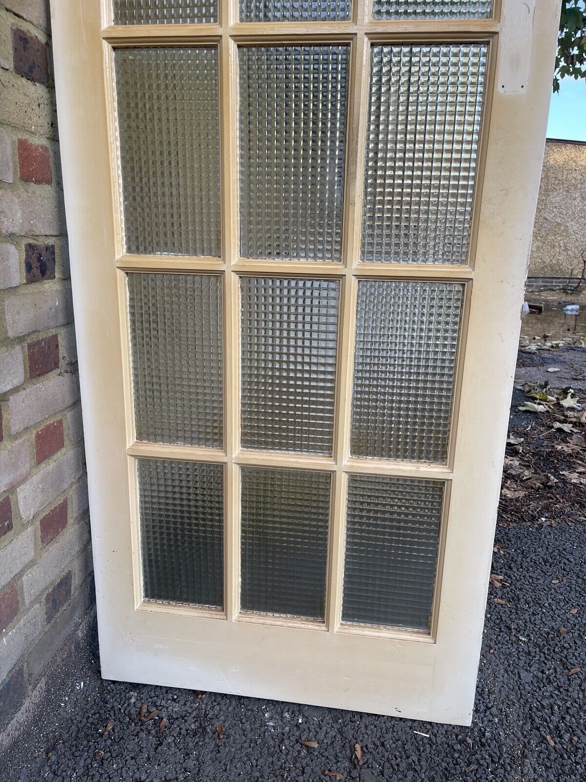 Reclaimed Cross Reeded Glass Door 1965 or 1963mm x 760mm