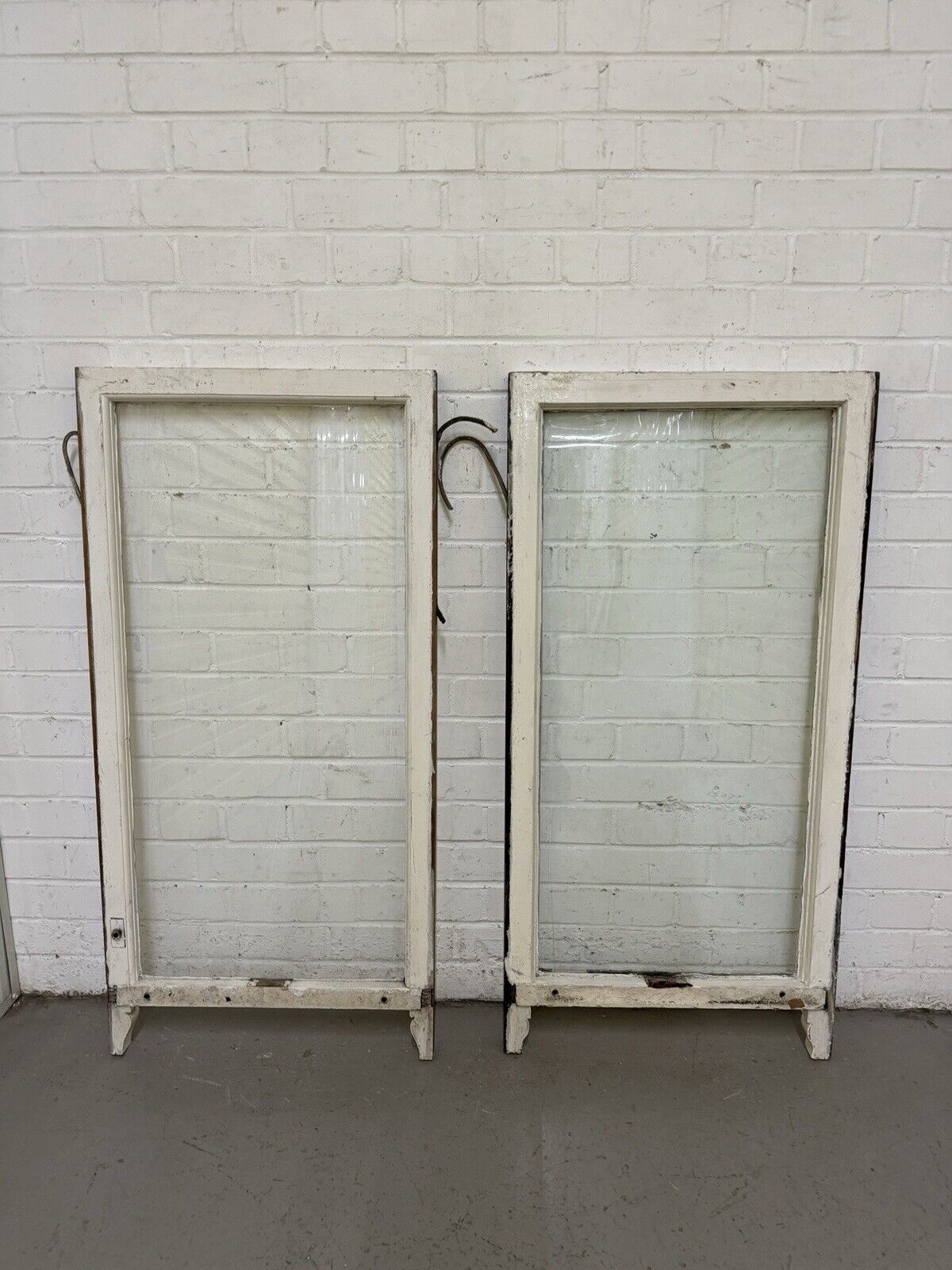 Pair Reclaimed Old Victorian Sash Panel Wooden Window 1115 x 543mm 1020 x 543mm