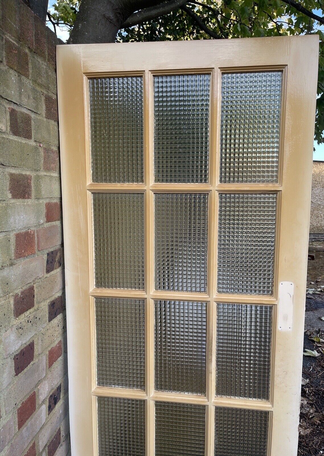 Reclaimed Cross Reeded Glass Door 1965 or 1963mm x 760mm