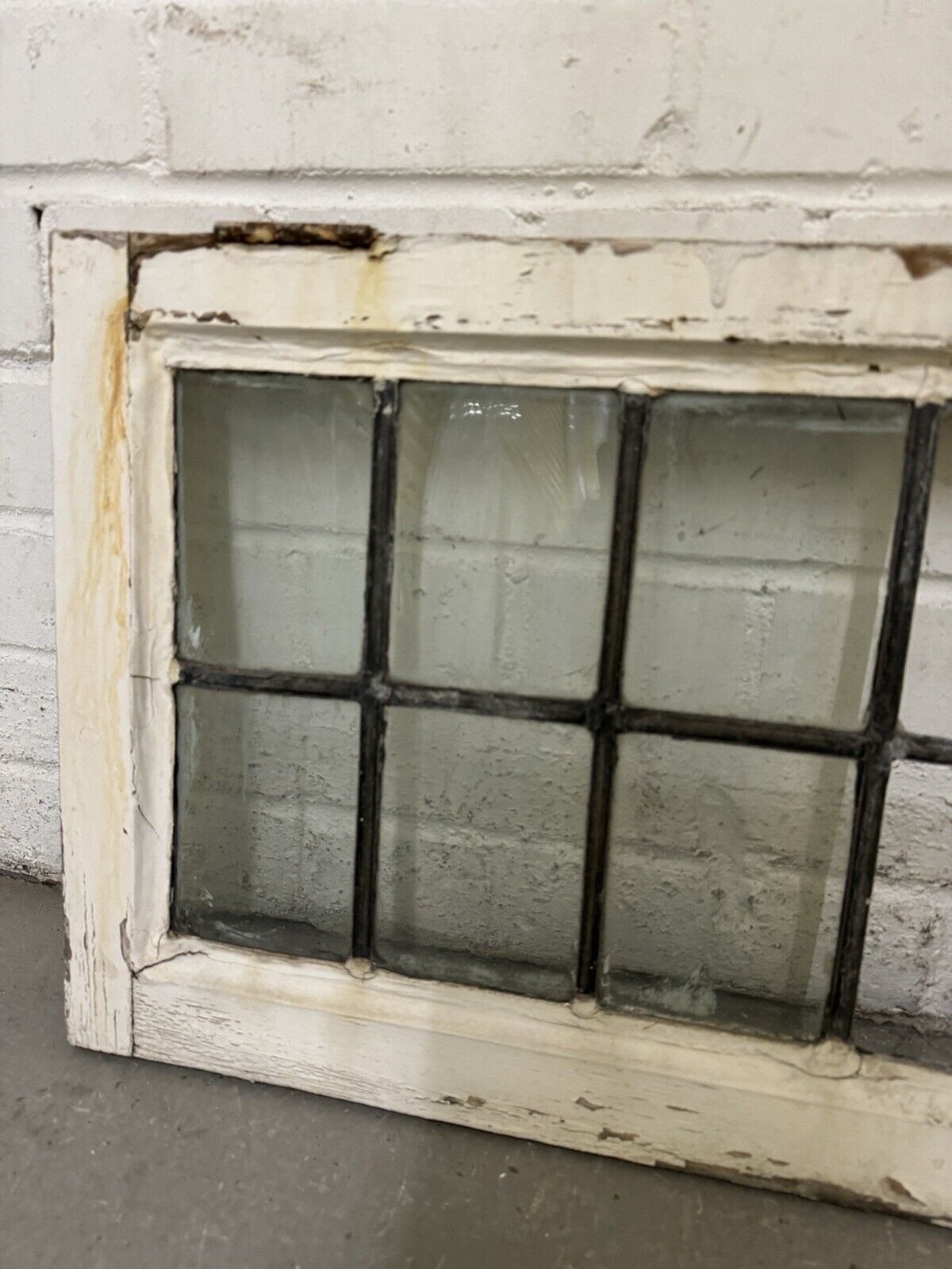 Reclaimed Old Leaded Light Panel Wooden Window 375 x 700mm