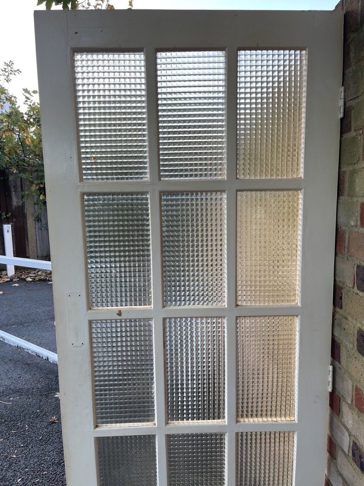 Reclaimed Cross Reeded Glass Door 1960 or 1965mm x 755mm