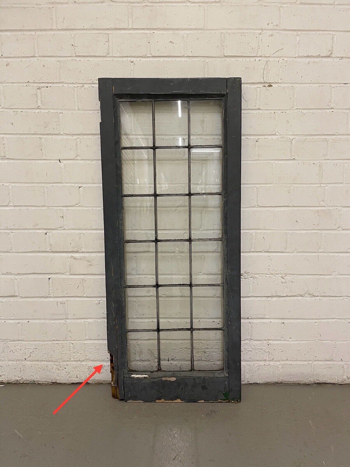 Reclaimed Old Leaded Light Panel Wooden Window 425 x 1010mm