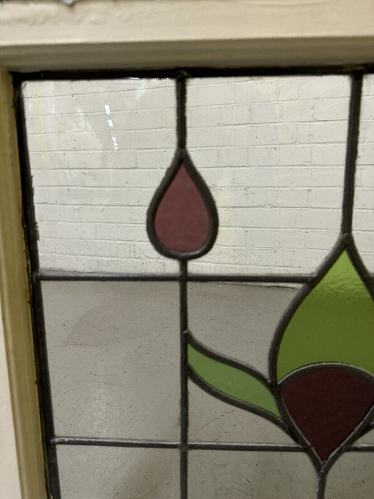 Pair Of Reclaimed Leaded Light Stained Glass Window Panels 605 x 580mm 600 x 575