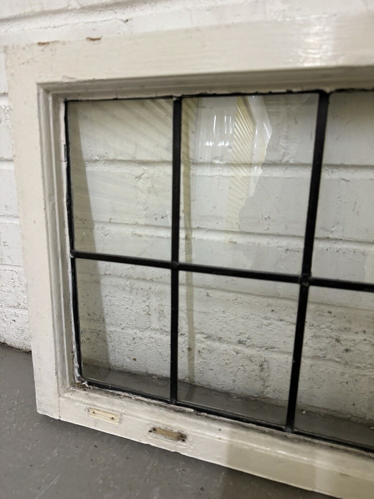 Pair Of Reclaimed Old Leaded Light Panel Wooden Windows 635 x 440mm