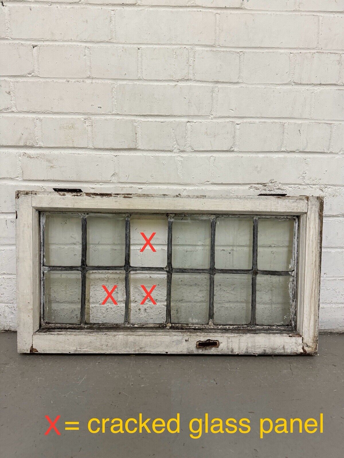 Reclaimed Old Leaded Light Panel Wooden Window 375 x 700mm