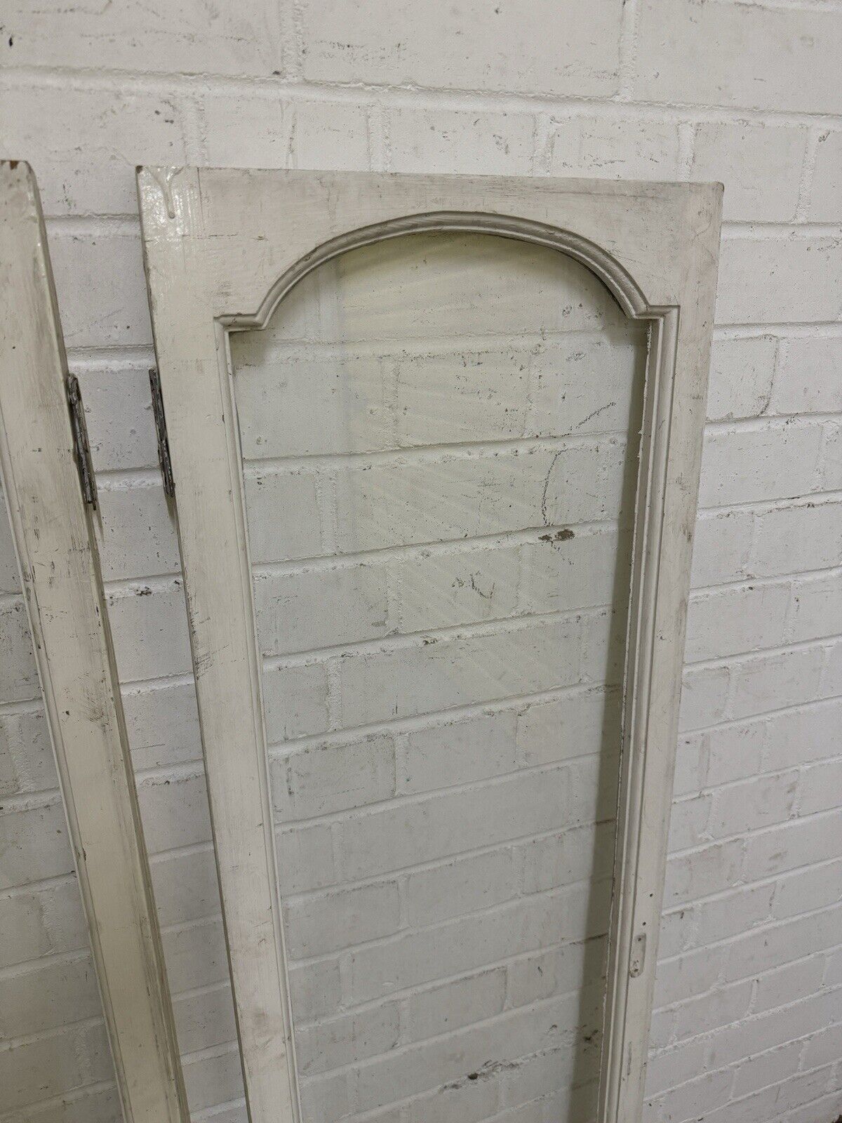 Pair Reclaimed Old Edwardian Arch Sash Wooden Window 1255 x 390mm