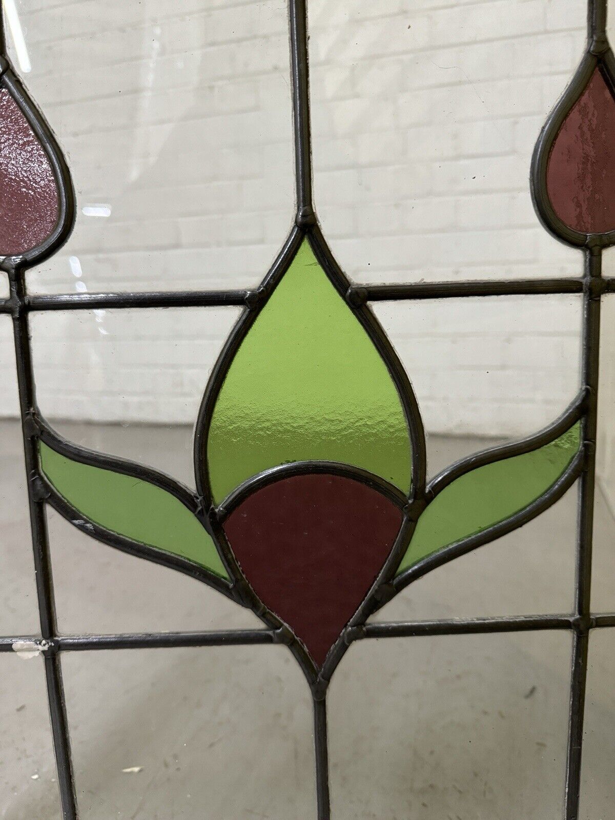 Pair Of Reclaimed Leaded Light Stained Glass Window Panels 602 x 575mm 602 x 580