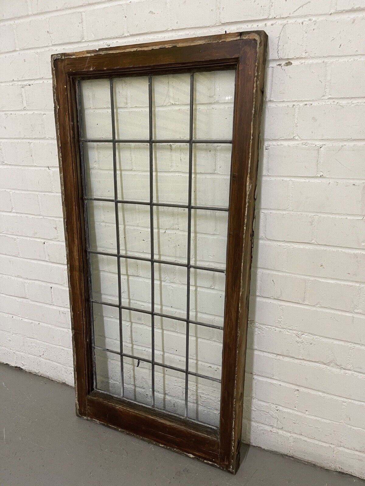 Reclaimed Old Leaded Light Panel Wooden Window 525 x 1050mm