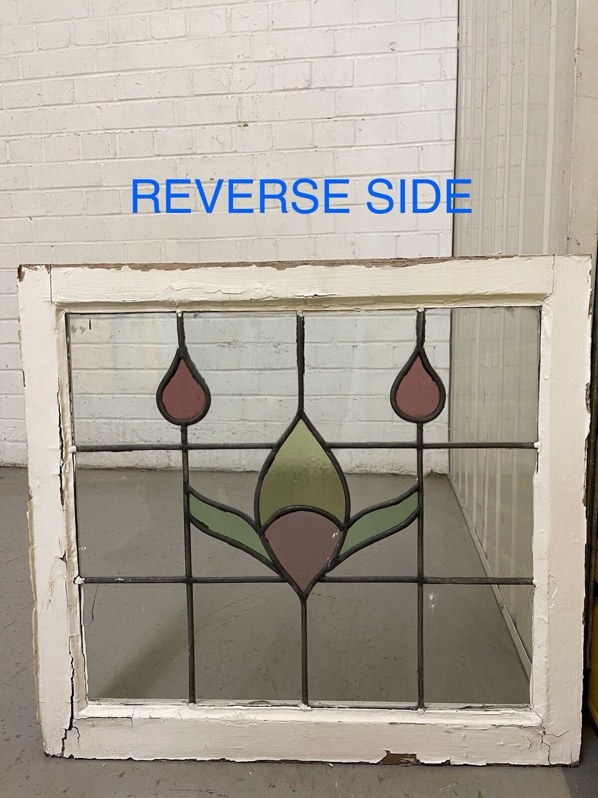 Reclaimed Leaded Light Stained Glass Window Panel 605 x 555mm