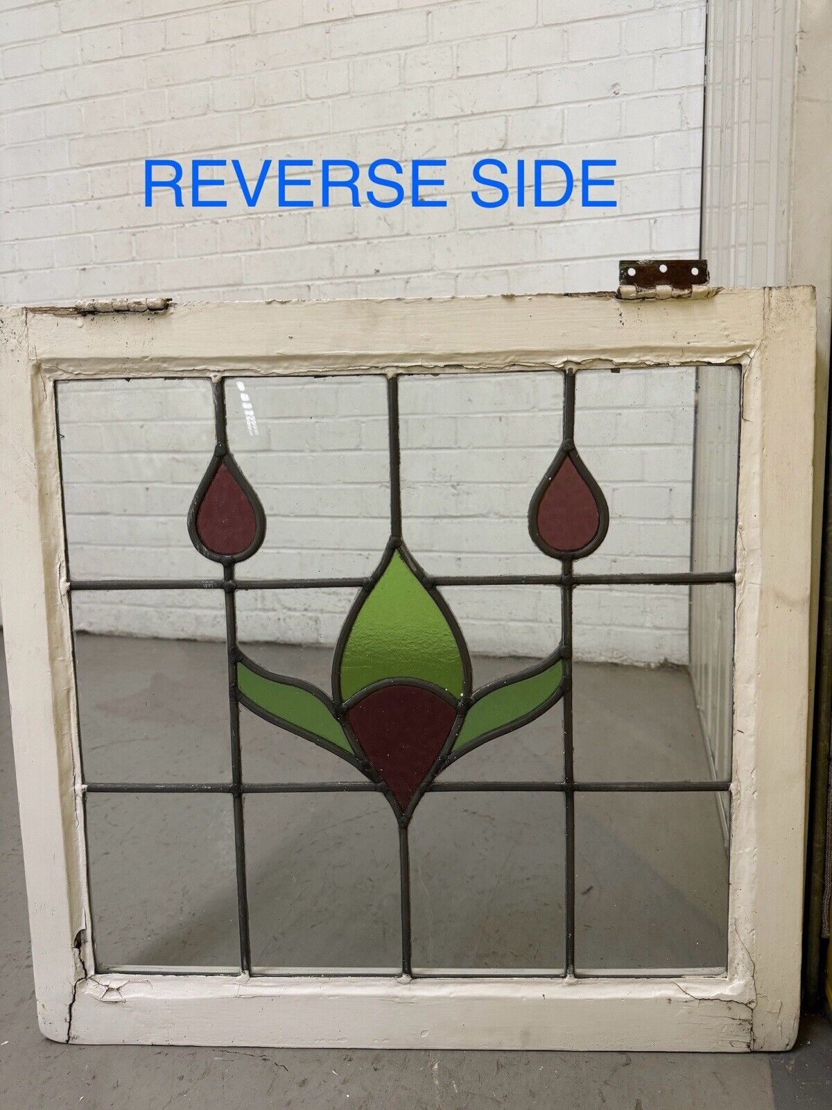 Pair Of Reclaimed Leaded Light Stained Glass Window Panels 605 x 580mm 600 x 575