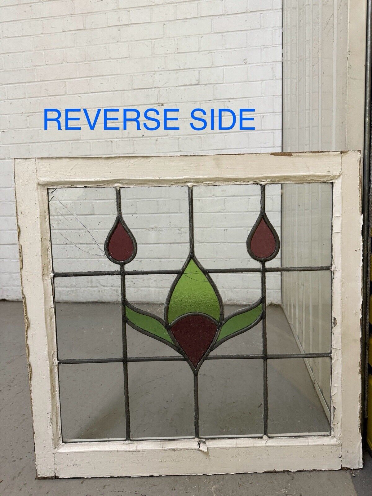 Pair Of Reclaimed Leaded Light Stained Glass Window Panels 602 x 575mm 602 x 580