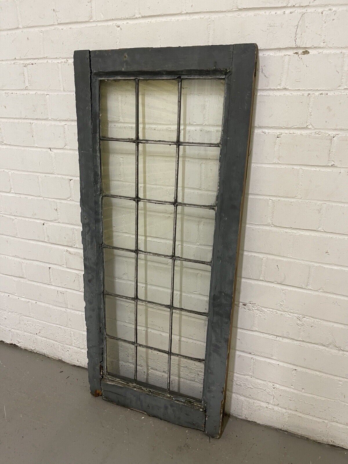 Reclaimed Old Leaded Light Panel Wooden Window 428 x 1008mm