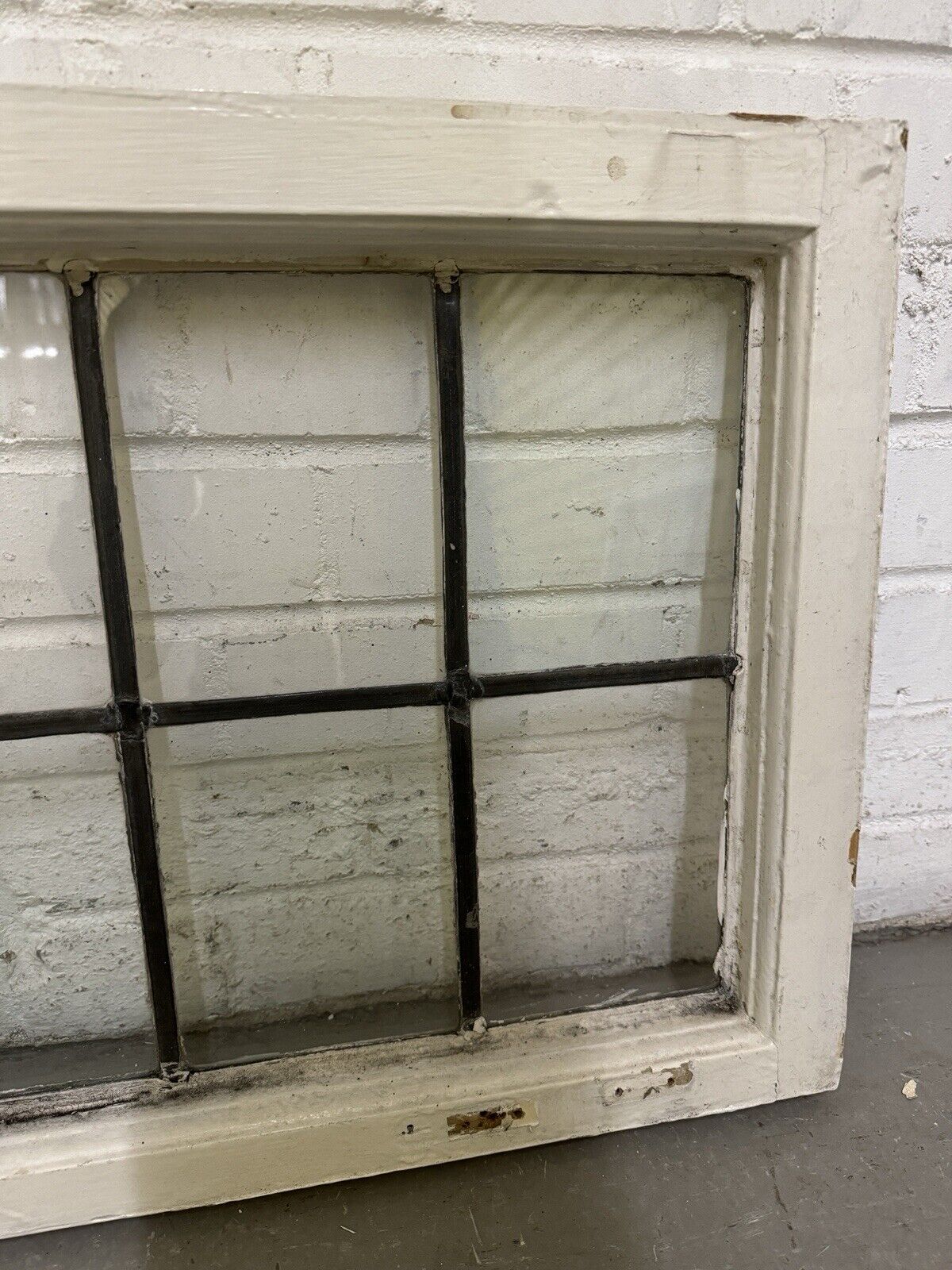 Pair Of Reclaimed Old Leaded Light Panel Wooden Windows 635 x 440mm