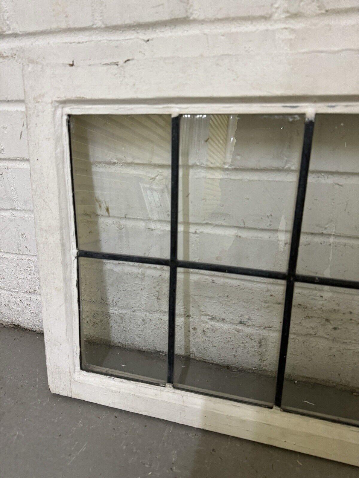 Pair Of Reclaimed Old Leaded Light Panel Wooden Windows 635 x 440mm